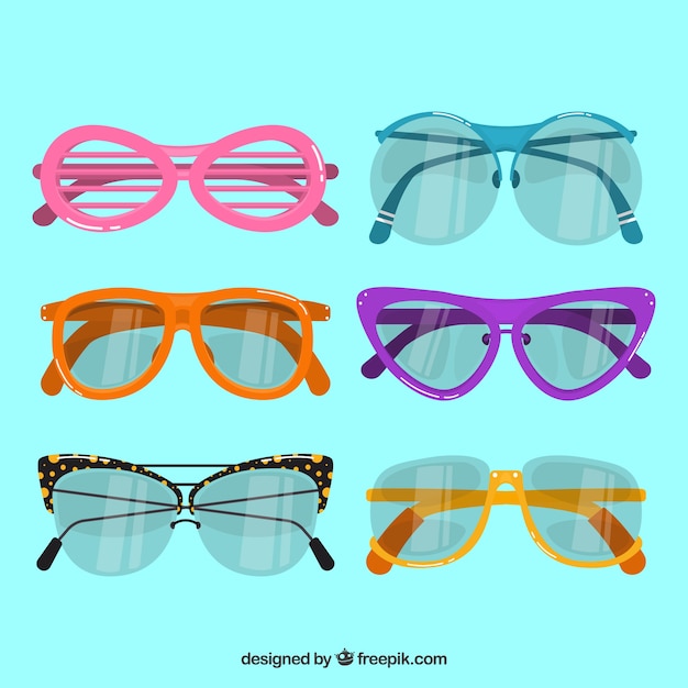 Collection de lunettes de soleil saisonnier en syle plat