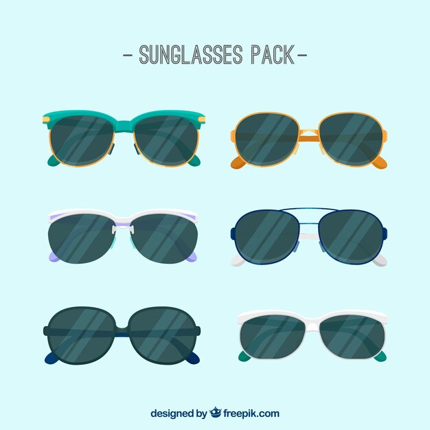 Collection de lunettes de soleil saisonnier en syle plat
