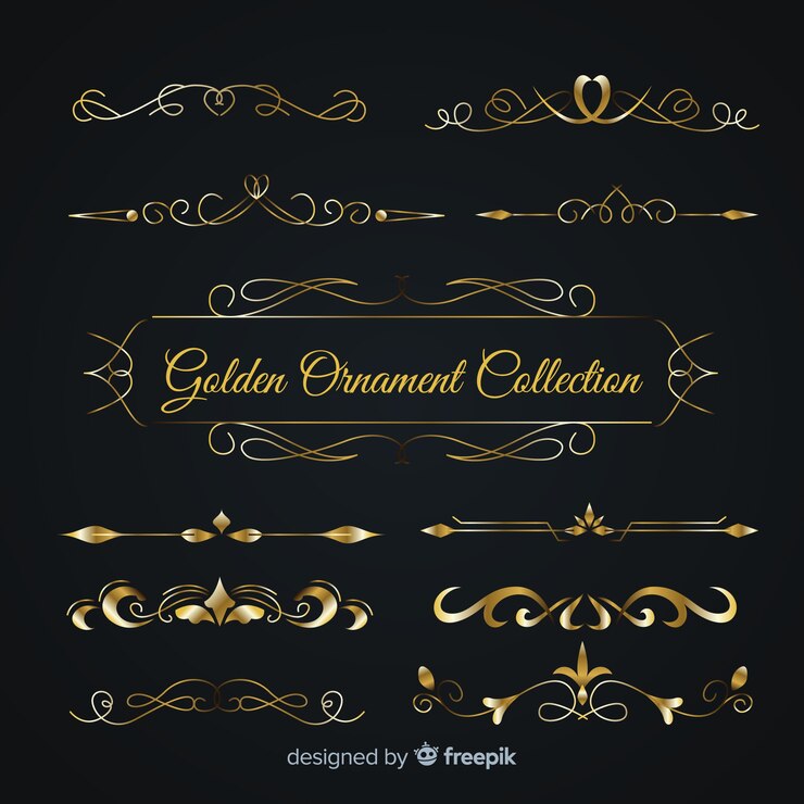 Vecteur gratuit collection luxueuse d'ornements d'or