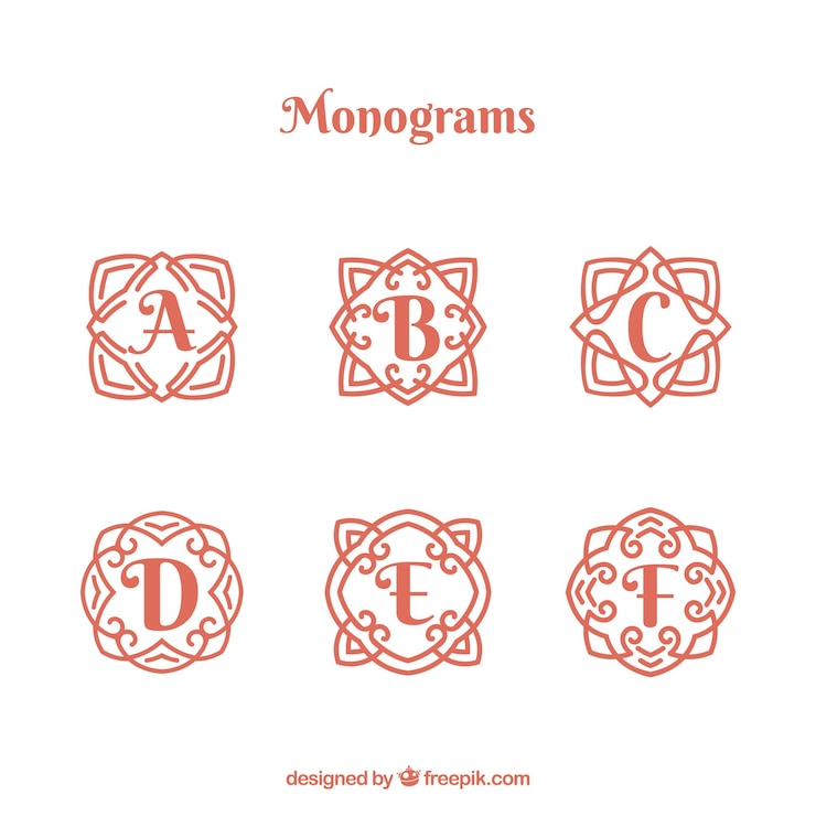 Vecteur gratuit collection de magnifiques monogrames dessinés à la main