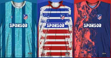 Vecteur gratuit collection de maillots de sport maillot de football pour sublimation