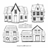 Vecteur gratuit collection de maison dessiné à la main