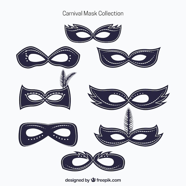 Vecteur gratuit collection de masques de carnaval dans le style minimaliste