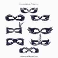 Vecteur gratuit collection de masques de carnaval dans le style minimaliste