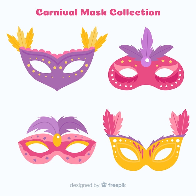 Vecteur gratuit collection de masques de carnaval