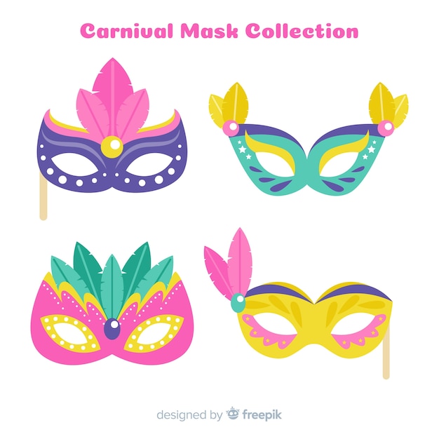 Vecteur gratuit collection de masques de carnaval