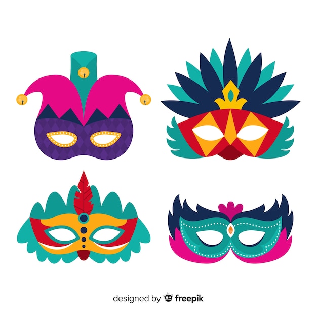 Vecteur gratuit collection de masques de carnaval