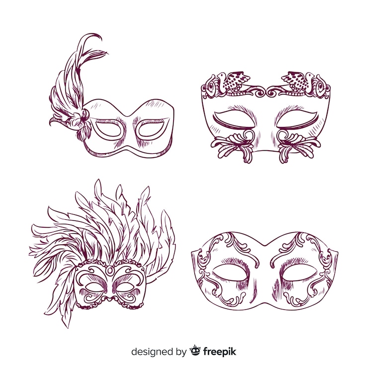 Vecteur gratuit collection de masques de carnaval