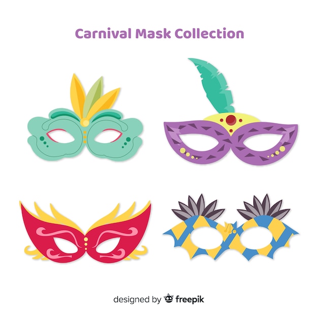 Vecteur gratuit collection de masques de carnaval