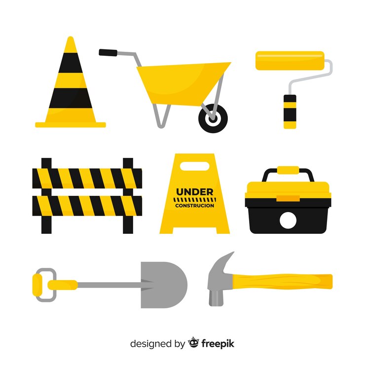 Vecteur gratuit collection de matériel de construction plat