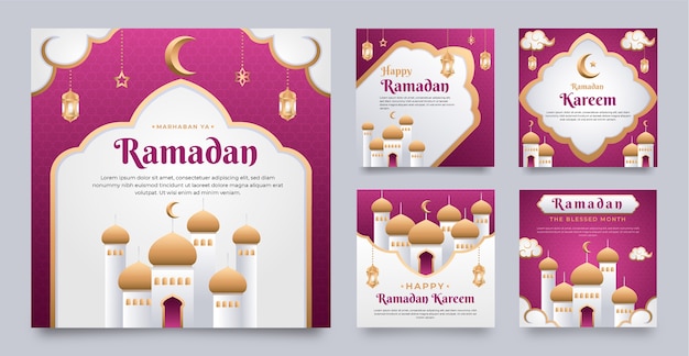 Vecteur gratuit collection de messages dégradés ramadan ig