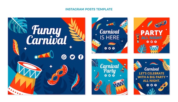 Collection De Messages Instagram De Carnaval Plat