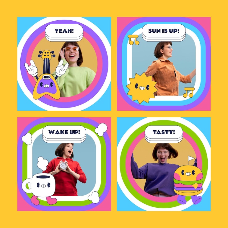 Vecteur gratuit collection de messages instagram de dessin animé plat dessiné à la main