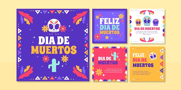 Collection De Messages Instagram Flat Dia De Muertos