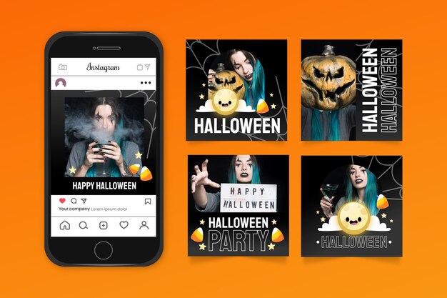 Collection de messages instagram d'halloween dégradés