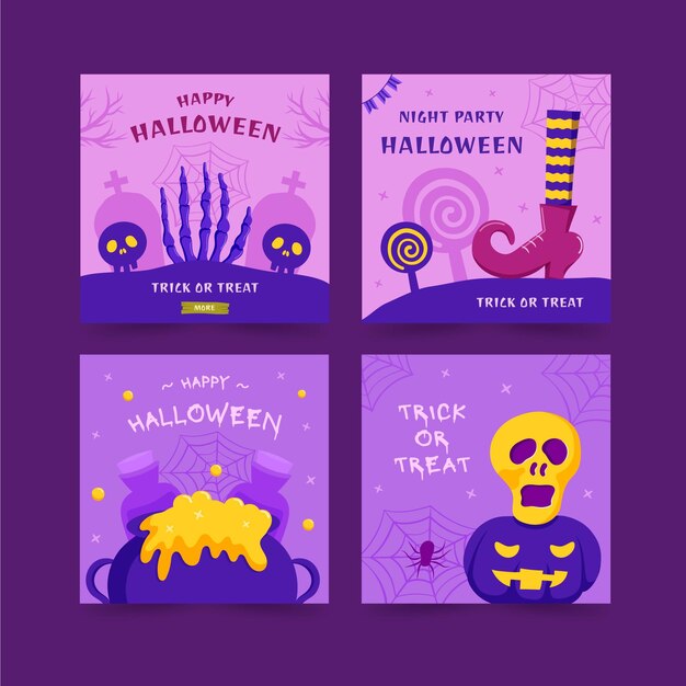 Collection De Messages Instagram Halloween Plats Dessinés à La Main