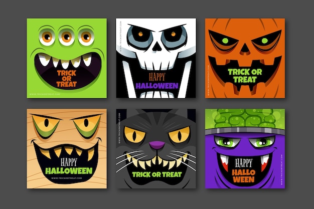 Collection De Messages Instagram Halloween Plats Dessinés à La Main