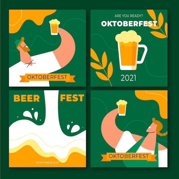 Vecteur gratuit collection de messages instagram oktoberfest