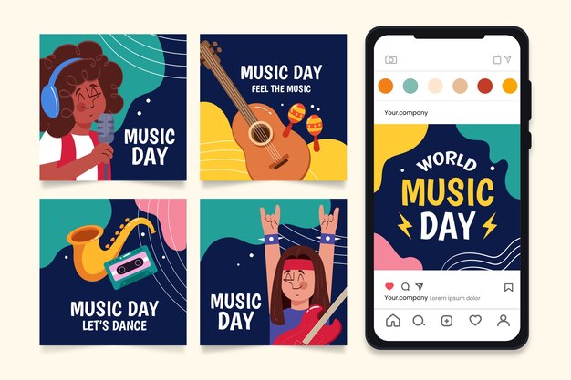 Collection de messages instagram plats pour la célébration de la journée mondiale de la musique