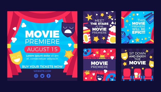 Collection de messages instagram plats pour la première du film