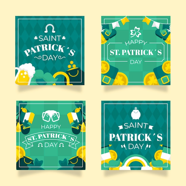 Vecteur gratuit collection de messages instagram de la saint-patrick