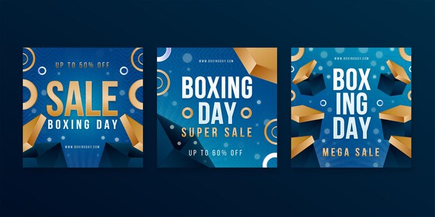 Collection de messages instagram de vente de boxing day dégradé