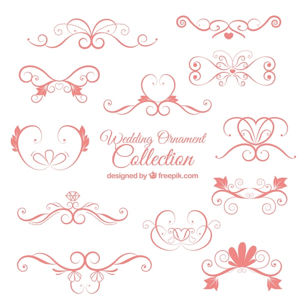 Vecteur gratuit collection mignonne ornement mariage rose