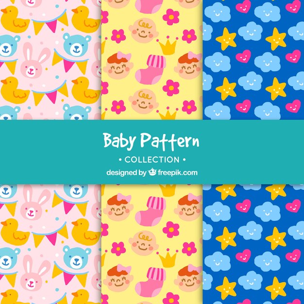 Collection de modèles de bébé dans un style dessiné à la main