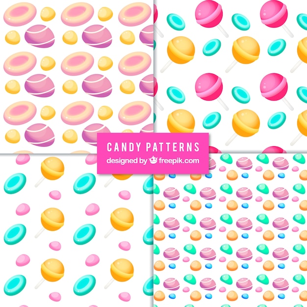 Vecteur gratuit collection de modèles de bonbons colorés dans un style plat