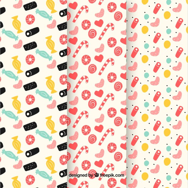 Collection de modèles de bonbons colorés dans un style plat