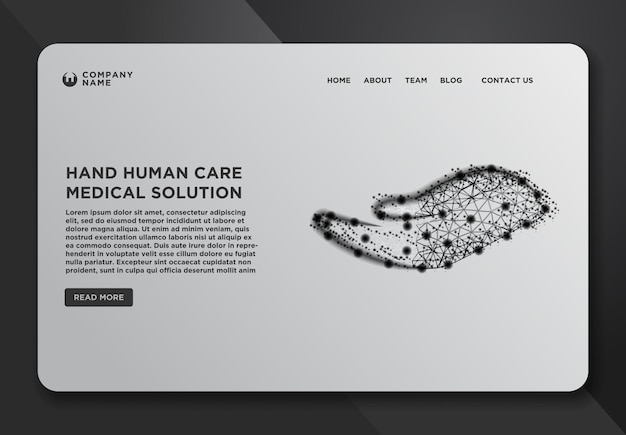 Vecteur gratuit collection de modèles de conception de pages web de hand human care abstract wireframe à partir de points et de lignes illustration vectorielle