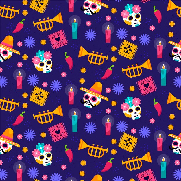 Vecteur gratuit collection de modèles de dia de muertos plats dessinés à la main