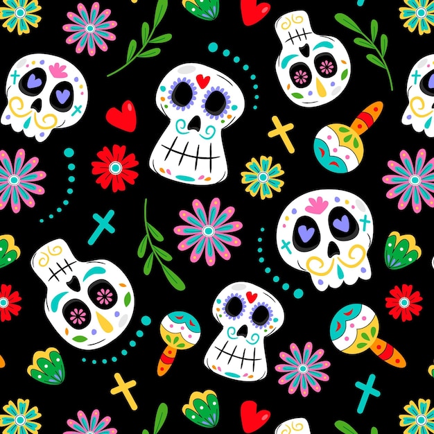 Vecteur gratuit collection de modèles de dia de muertos plats dessinés à la main