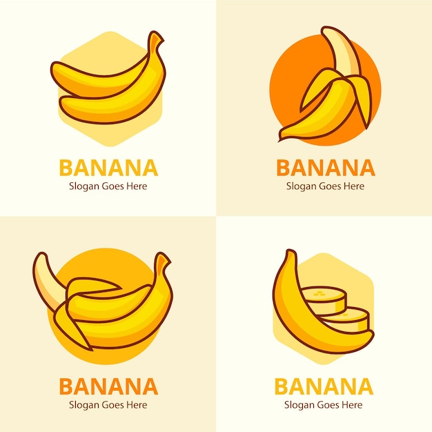 Vecteur gratuit collection de modèles de logo de banane