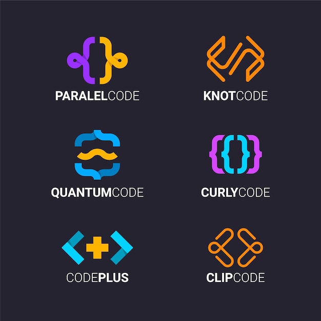 Vecteur gratuit collection de modèles de logo de code plat