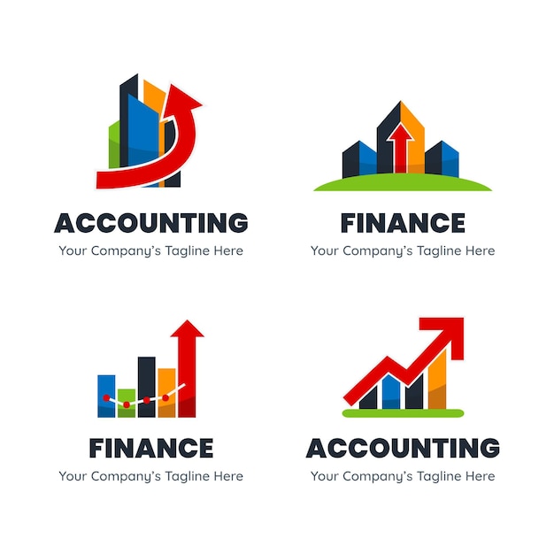 Collection de modèles de logo de comptabilité plate