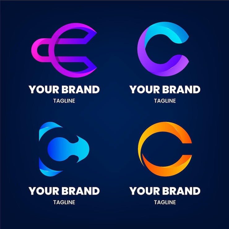 Vecteur gratuit collection de modèles de logo dégradé c