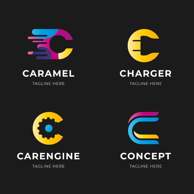 Vecteur gratuit collection de modèles de logo dégradé c