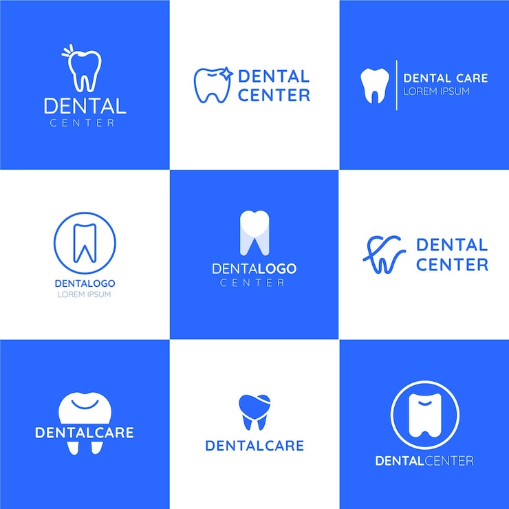 Vecteur gratuit collection de modèles de logo dentaire plat