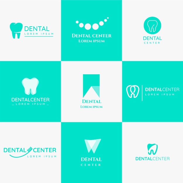 Vecteur gratuit collection de modèles de logo dentaire plat