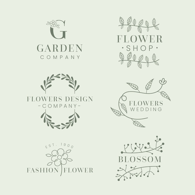 Collection De Modèles De Logo D'entreprise Naturelle Dans Un Style Minimal