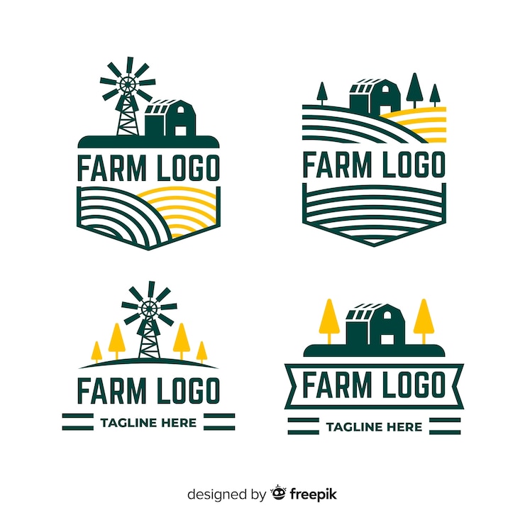 Vecteur gratuit collection de modèles de logo ferme plate