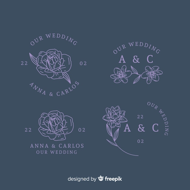 Collection De Modèles De Logo De Fleuriste De Mariage