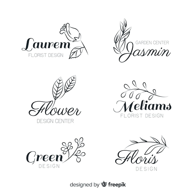 Collection De Modèles De Logo De Fleuriste De Mariage