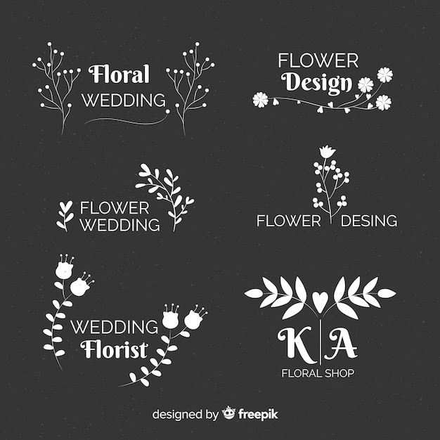 Vecteur gratuit collection de modèles de logo de fleuriste de mariage