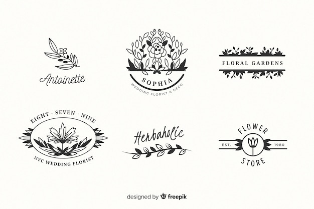 Collection De Modèles De Logo De Fleuriste De Mariage