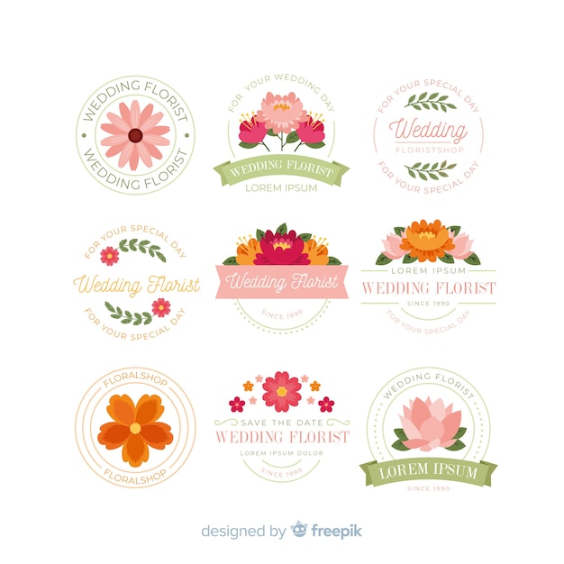 Collection De Modèles De Logo De Fleuriste De Mariage