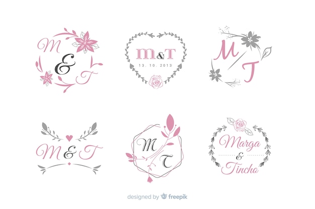 Collection de modèles de logo monogramme de mariage