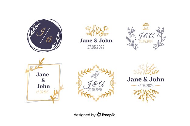 Collection de modèles de logo monogramme de mariage