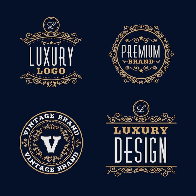 Vecteur gratuit collection de modèles de logo rétro de luxe